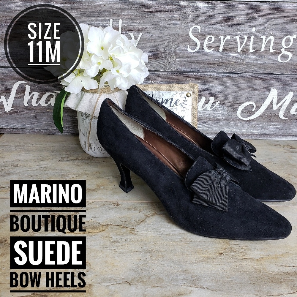 MARINO BOUTIQUE Women's Black Suede Pumps